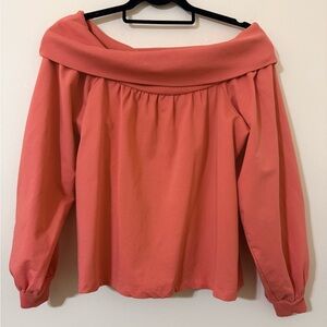 Maeve by Anthropologie Coral Off-Shoulder Blouse